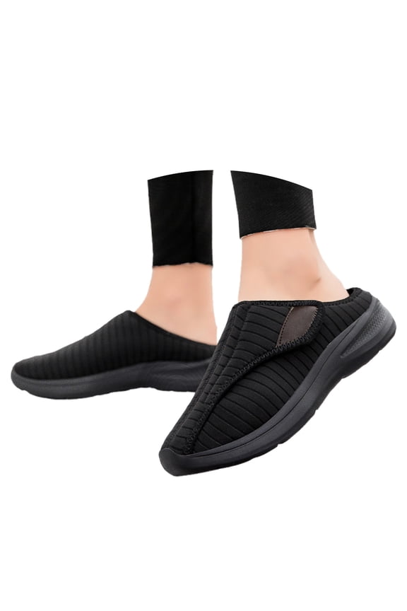 Women's Slippers on Mules Clogs, Adjustable Closure Diabetic Walking Shoes for Women Extra Wide Width for Swollen Feet Plantar Fasciitis Indoors Outdoors( Style)