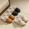 thumbnail image 1 of Women's Slippers Slip on Fuzzy Casual Winter Soft Thick Bottom House Slippers Outdoor Indoor Warm Plush Bedroom Shoes with Fleece Lining, 1 of 6