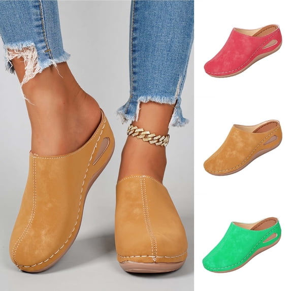 Women's Slippers Summer Comfort Outdoor Wedge Open Toe Slip-on Walking Sandals Beach Vacation Shoes