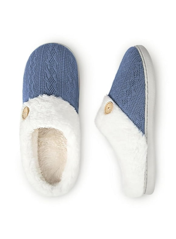 Women's Slippers Warm Cozy Fuzzy Slippers for Women Indoor House Shoes Lightweight(Blue,40/41)