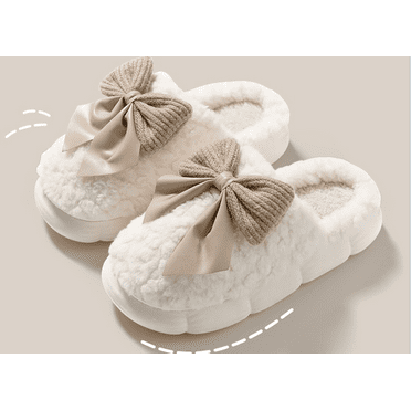 Women's Slippers Warm Cozy Knitted Shoes Faux Rabbit Velvet Lined Anti Slippers Bedroom Cozy Indoor Outdoor Slippers