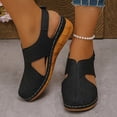 thumbnail image 1 of Women's Slippers Women's Fashionable Casual Spring And Summer Versatile Plus Size Beach Wedge Sandals Solid Color Round Headband Soft Sole Sandals,Black,42, 1 of 5