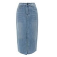 thumbnail image 1 of Women's Slit Denim Skirt - High Waist, Loose Fit, All-Season Long Skirt (S-XXL), Suitable for Leisure, Sports & Formal Events, 1 of 7