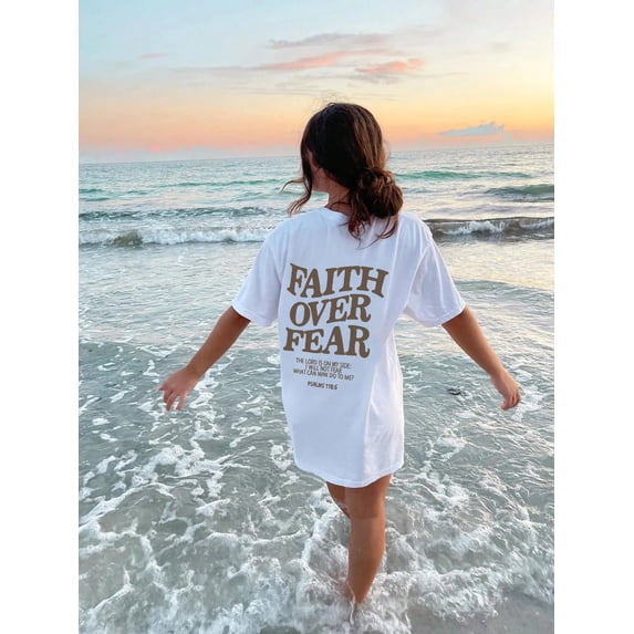 Women‘s Slogan Print Drop Shoulder T-Shirt