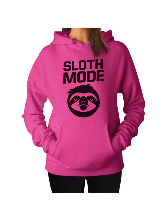 Women's Sloth Mode Hoodie Sloth Lover Hooded Top XX-Large Pink