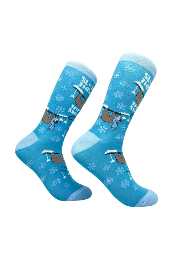 Women's Slothing Through The Snow Socks Funny Christmas Sloth Santa Claus Graphic Novelty Footwear