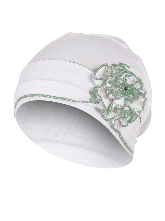 Women's Slouch Beanie Flower Design Soft Stretch Cap Head Cover Hat One Size
