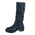 thumbnail image 1 of Women's Slouch Round Toe Low Heel Boots Knee High Boots(Color:Blue,Size:6.5), 1 of 8