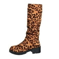thumbnail image 1 of Women's Slouch Round Toe Low Heel Boots Knee High Boots(Color:Brown,Size:6.5), 1 of 9