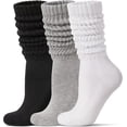 thumbnail image 1 of Women's Slouch Socks Long Boot Scrunch Sock Soft Cotton Knit Cozy Socks 3 Pairs, 1 of 5
