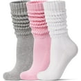 thumbnail image 1 of Women's Slouch Socks Long Boot Scrunch Sock Soft Cotton Knit Cozy Socks 3 Pairs, 1 of 5