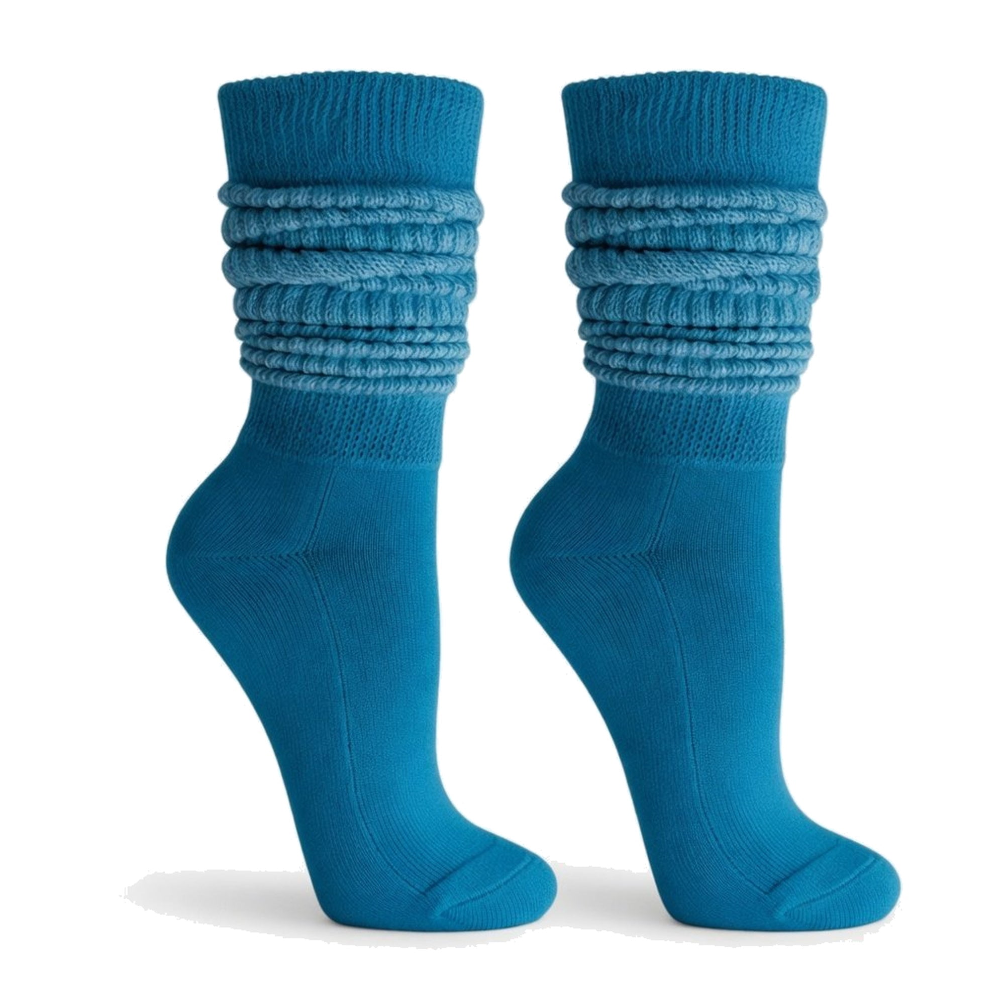 AWS/American Made 2 Pairs Heavyweight Slouch Socks Women, Capri Blue ...