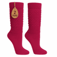 thumbnail image 1 of Women's Extra Long Slouch Socks Knee High Cotton Blend Pack of 2 Shoe Size 5-10 Retro 80s Style (Fuchsia), 1 of 11