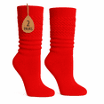 thumbnail image 1 of Women's Extra Long Slouch Socks Knee High Cotton Blend Pack of 2 Shoe Size 5-10 Retro 80s Style (Red), 1 of 10