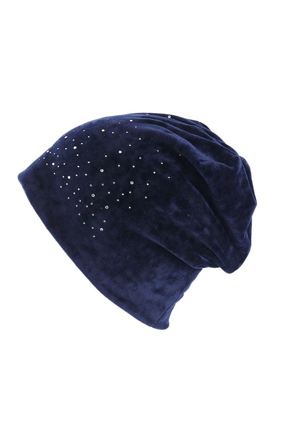 Women’s Slouchy Beanie Hat Rhinestone Embellishment Soft Casual Daily And Chemo Hat