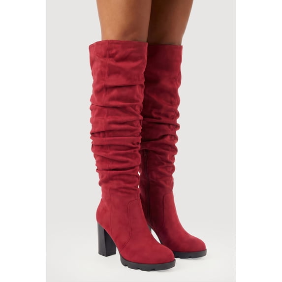 Women's Slouchy Knee High Block Heel Boots