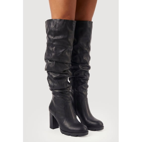 Women's Slouchy Knee High Block Heel Boots