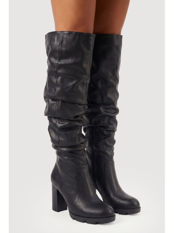 Women's Slouchy Knee High Block Heel Boots