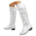 thumbnail image 1 of Women's Slouchy Knee High Boots Chunky Heel Buckle Winter Long Boot Extra Wide Calf Dress Work Shoes, 1 of 7