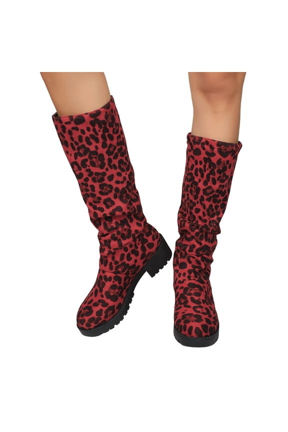 Women's Slouchy Knee High Boots Platform Suede Tall Riding Booties Comfortable Wide Calf Dress Long Boots