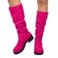 thumbnail image 1 of Women's Slouchy Knee High Boots Platform Suede Tall Riding Booties Comfortable Wide Calf Dress Long Boots, 1 of 6