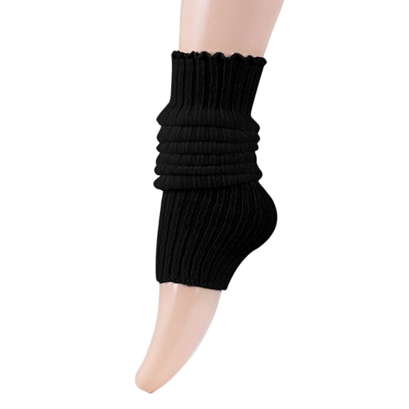 Women's Slouchy Scrunch Crew Socks Elegant Ribbed Knit Stacked Mid Calf Retro Fashion Hosiery Black