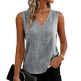 thumbnail image 1 of Women's Slub Cotton V Neck Casual Sleeveless Tank Top Gray XL, 1 of 4
