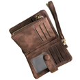 thumbnail image 1 of MINKUROW Women's Small Bifold PU Leather RFID Wristlet Wallet with ID Window Coin Holder, Brown, 1 of 6