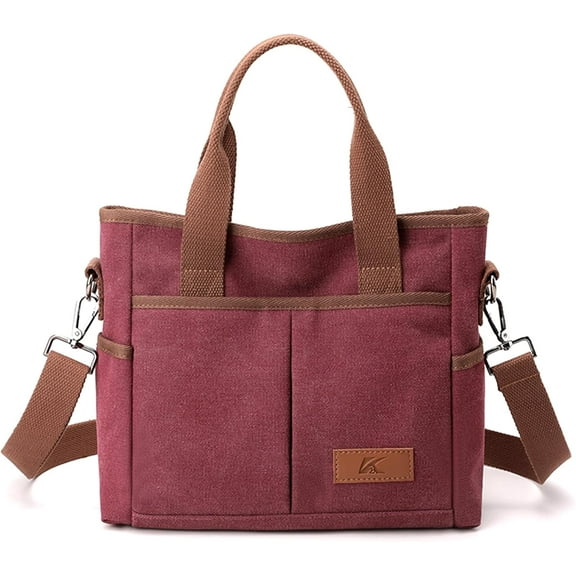 Women's Small Canvas Tote Purses Casual Multi-pocket Shoulder Crossbody Bag Everyday Handbags