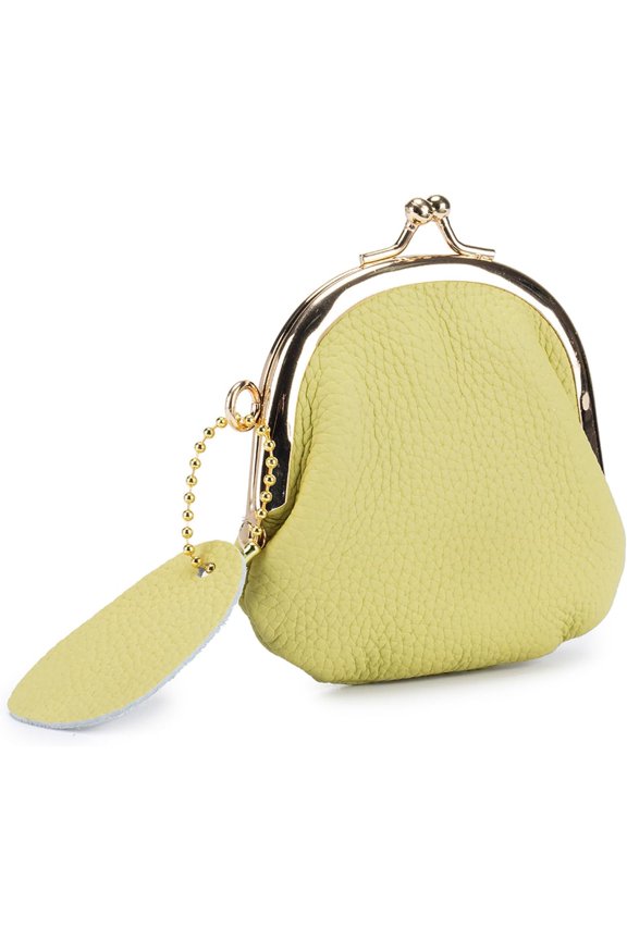 Women’s Small Coin Purse, Vintage PU Leather Change Purse, Coin Bag with Kiss Lock, Mini Coin Purse for Women (Almond Green)