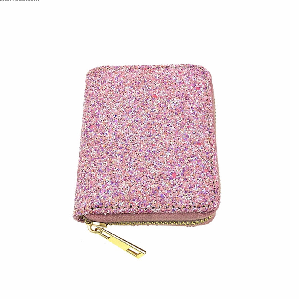 Women's Small Credit Card Wallet RFID Glitter Cute Credit Card Holder