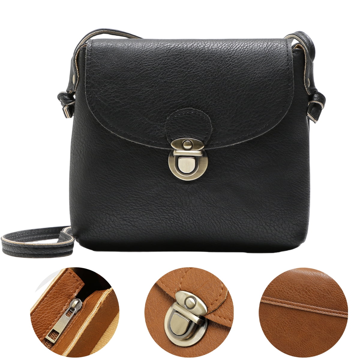 Women s Small Crossbody Bag Lightweight PU Leather Messenger Bag Handbag Purse Travel Bag Brown