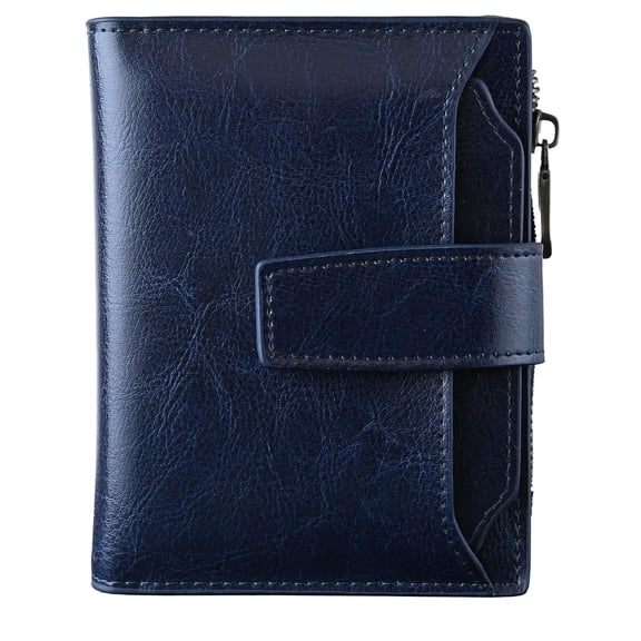 Women's Small Leather  Blocking Bifold Zipper Pocket Wallet Ladies Credit Card Slots Purse with id Window