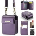 thumbnail image 1 of Women's Small Mini Size Crossbody Bag Purse with Shoulder/Wrist Strap Lanyard, RFID Blocking Credit Card Holder Slots, PU Leather Lightweight Phone Bag for Galaxy Z Flip 6/5/4/3 & Moto Razr, Purple, 1 of 7