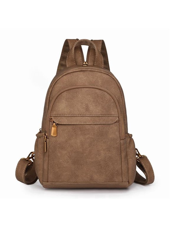 Women's Small PU Leather Backpack Purse, Convertible Sling Shoulder Bag, Fashion Multiway Ladies Bag