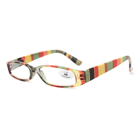 Women's Small Rectangle Reading Glasses 1.00, Multicolored stripes Men's Classic Presbyopic Glasses, HD Plastic Spring Hinge Readers +1.00