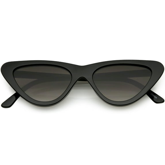 Women's Small Thick Cat Eye Sunglasses Neutral Colored Flat Lens 51mm (Black / Lavender)