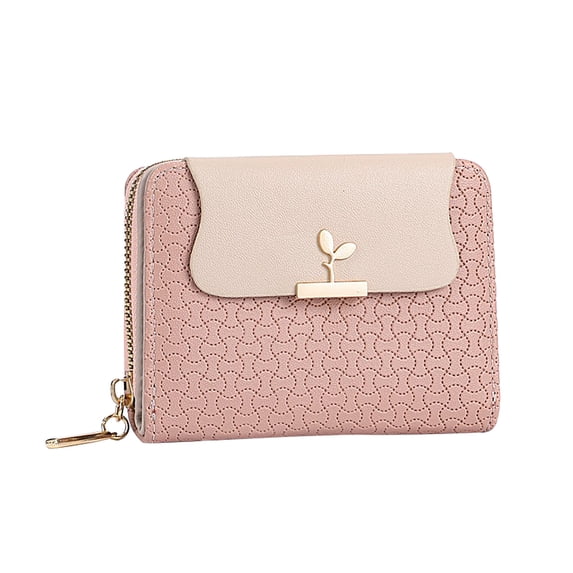 Women's Small Wallet Leather Zipper Wallet, Compact Bifold ID Card Holder with Multiple Card Slots, Slim Lightweight Coin Purse for Women