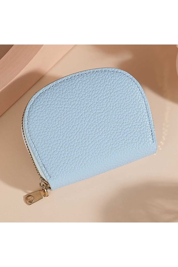 Women's Small Wallet with Wristlet - Compact Crossbody Card Holder Organizer, ID Window, Zip Pocket & Key Ring, for Concerts & Night Out,B-Light Blue