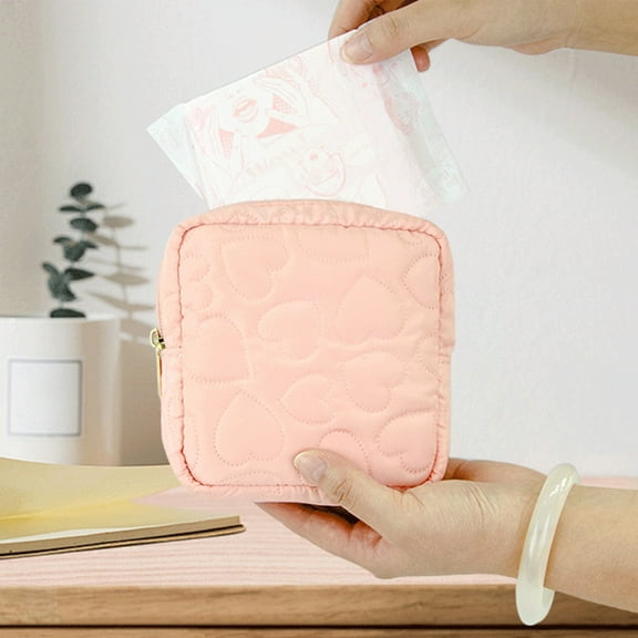 Women's Small Zippered Pouch for Feminine Hygiene Products Travel Organizer Case 1-Pack