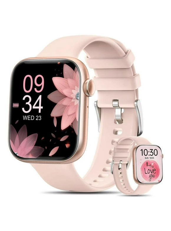 Women's Smart Watch, 1.85 Inch Wireless Smart Watch for Android iPhone, IP67 Waterproof Outdoor Fitness Tracker with AI Voice/Message Reminder (Pink)