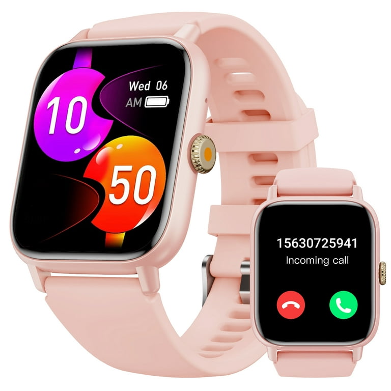 Women's Smart Watch(Answer/Make Phone Calls)Bluetooth Call Compatible with  Ios and Android,Waterproof Smart Watches,Pink 