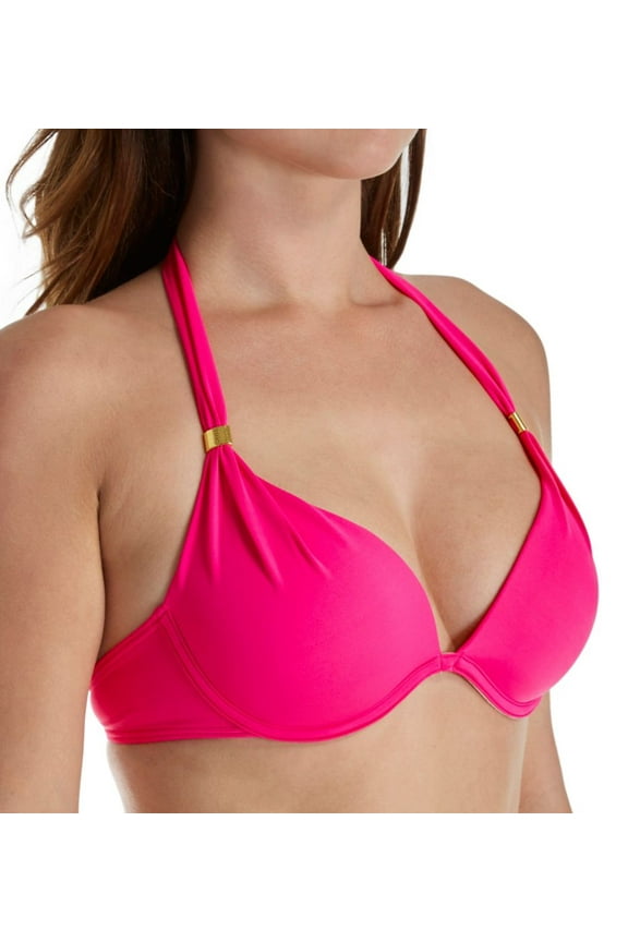 Women's Smart and Sexy SA1005 Swim Secret The Hottie Halter Bikini Swim Top (Fuchsia Sizzle 36C)