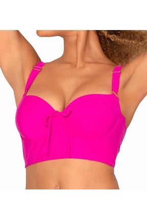 Women's Smart and Sexy SA625 Longline Underwire Bikini Swim Top (Fuschia Sizzle 42DD)