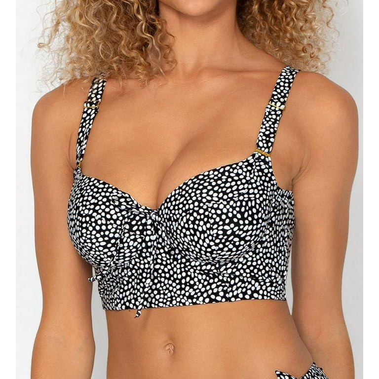 Women's Smart and Sexy SA625 Longline Underwire Bikini Swim Top (Pearl Dot  34DD)