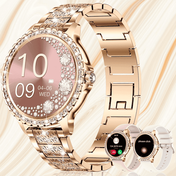 Vosoirsi Women's Smartwatch, 1.32 Inch Diamond Design, Call Function, Menstrual Tracker, 110 Sports Modes