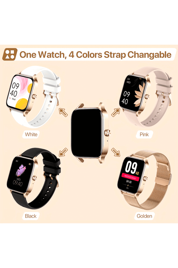 Women's Smartwatch, Wireless Call, Fitness Tracker, Multi-Sports Modes, Free Watch Faces, iPhone & Android Compatible