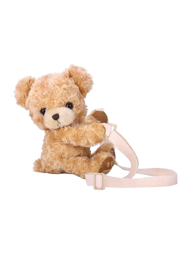 Women's Smile Bear Shoulder Bag Girls Fluffy Bear Shopping Dating Bag Purse Bag