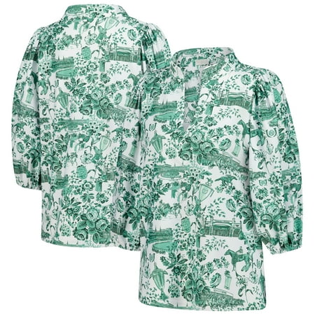 Women's Smith & Quinn White/Green Kentucky Derby Eliza V-Neck Top
