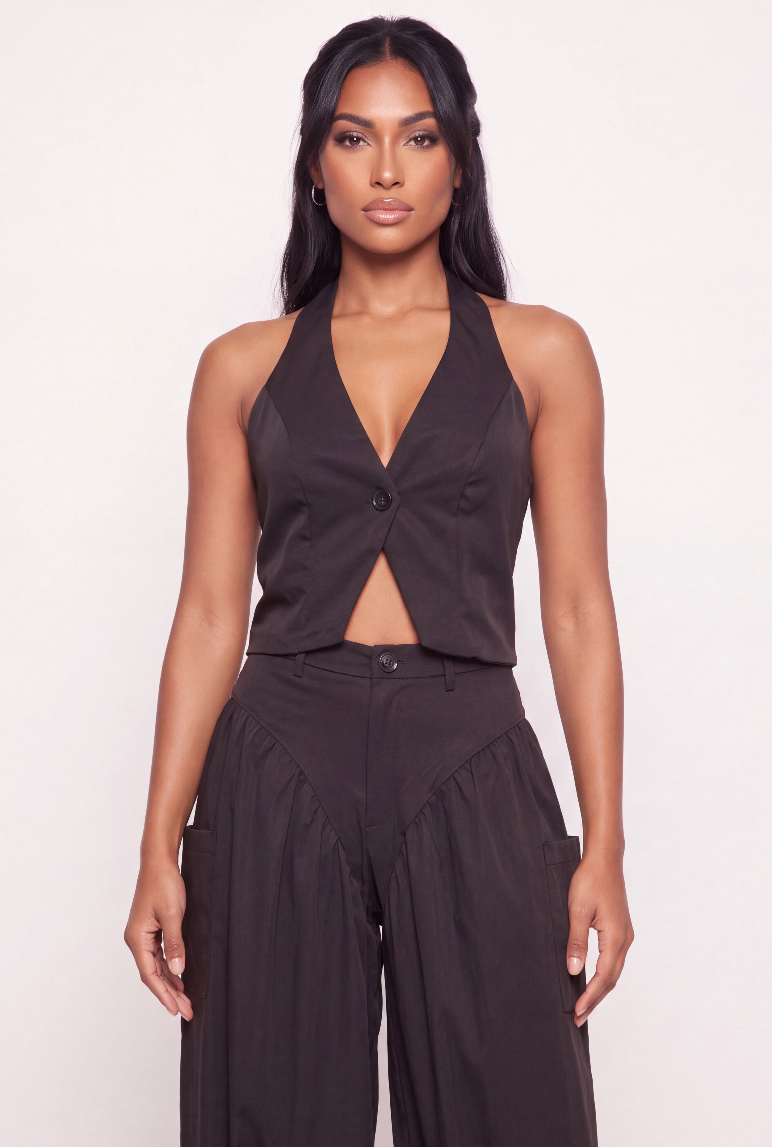Women's Smocked Back Cropped Halter Top - Walmart.com